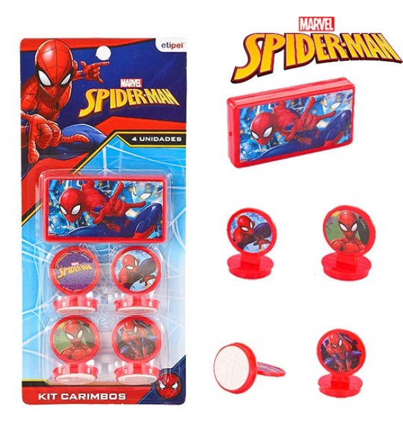 Carimbo Com Carimbeira Kit Com 5 Pecas spider-man Na Cartela - Etipel
